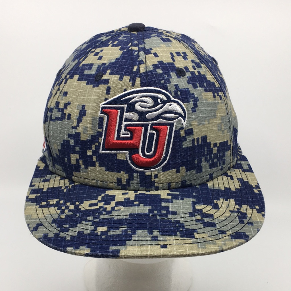 Liberty University Blue Lu Flames Ncaa Baseball Cap Hat Blue Digital Camo